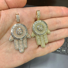 Load image into Gallery viewer, 4.69ct Diamond 14k Gold Huge Hamsa Pendant (solid back)