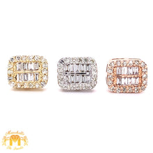 Load image into Gallery viewer, Baguette and Round Diamond 14k Gold Elongated Square Earrings