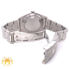 Load image into Gallery viewer, Iced Out Rolex Oyster Perpetual Diamond Watch with Stainless Steel Oyster Bracelet (39 mm, purple dial)