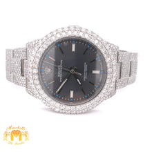 Load image into Gallery viewer, Iced Out Rolex Oyster Perpetual Diamond Watch with Stainless Steel Oyster Bracelet (39 mm, gray dial)