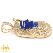 Load image into Gallery viewer, 14k Gold King Tut Pharaoh Diamond Pendant and Gold Cuban Link Chain Set