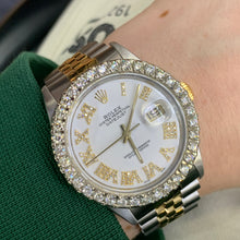 Load image into Gallery viewer, 3.8ct Diamond 36mm Rolex Datejust Watch with Two-tone Jubilee Bracelet (white dial, quick-set)