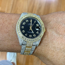 Load image into Gallery viewer, 41mm Fully Iced Out Diamond Rolex Datejust 2 Watch with Two-tone Oyster Bracelet (baguette bezel)