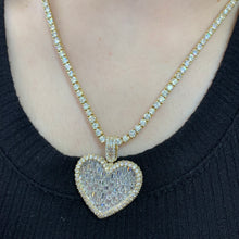 Load image into Gallery viewer, 5.55ct Diamonds 14k Gold Heart Pendant (emerald-cut VS diamonds, choose gold color)