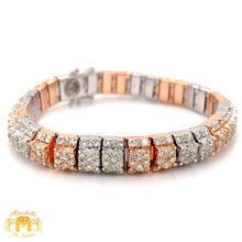 Load image into Gallery viewer, 14k Gold 9mm Pyramid Link Bracelet with Round Diamond (solid back)