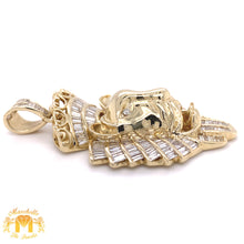 Load image into Gallery viewer, 14k Gold Large Lion Pendant with Baguette Diamond  and Gold Cuban Link Chain Set