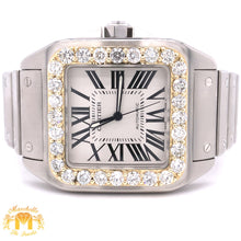 Load image into Gallery viewer, 42mm Cartier Santos de Cartier Watch with XXL Diamond Bezel (large model, custom two-tone)