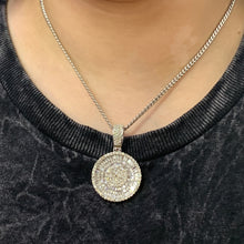 Load image into Gallery viewer, Gold and Diamond Round Pendant and Cuban Link Chain Set