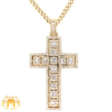Load image into Gallery viewer, 14k Gold Cross Diamond Pendant and Miami Cuban Link Chain Set
