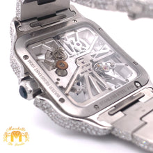 Load image into Gallery viewer, 40mm Iced Out Cartier Santos Diamond Watch  (stainless steel, skeleton)