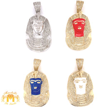 Load image into Gallery viewer, 14k Gold King Tut Pharaoh Diamond Pendant and Gold Cuban Link Chain Set