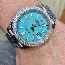 Load image into Gallery viewer, 4ct Diamond 41mm Rolex Datejust 2 Watch with Stainless Steel Jubilee Bracelet (custom azur blue dial, papers, 2021)