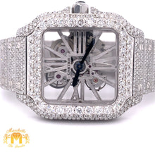 Load image into Gallery viewer, 40mm Iced Out Cartier Santos Diamond Watch  (stainless steel, skeleton)