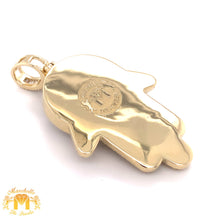 Load image into Gallery viewer, 4.69ct Diamond 14k Gold Huge Hamsa Pendant (solid back)