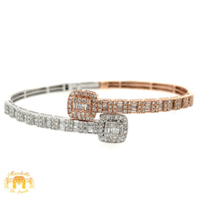 Load image into Gallery viewer, Two-tone Gold and Diamond Twin Squares Cuff Bracelet (two styles)