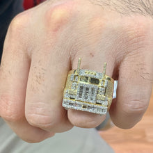 Load image into Gallery viewer, Gold Truck Ring with  baguette and round diamonds