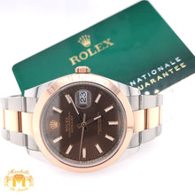Load image into Gallery viewer, 41mm Rolex Datejust 2 Watch with Two-tone Rose Gold Oyster Bracelet (2021, papers, smooth bezel)
