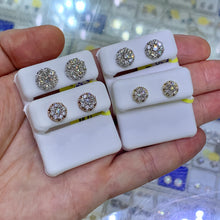 Load image into Gallery viewer, Gold and Diamond Flower Earrings (4 sizes)