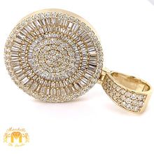 Load image into Gallery viewer, Gold and Diamond Round Pendant and Cuban Link Chain Set