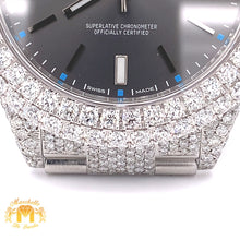 Load image into Gallery viewer, Iced Out Rolex Oyster Perpetual Diamond Watch with Stainless Steel Oyster Bracelet (39 mm, gray dial)