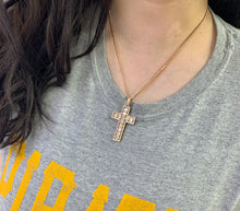 Load image into Gallery viewer, 14k Gold Cross Diamond Pendant and Miami Cuban Link Chain Set