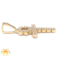 Load image into Gallery viewer, 14k Gold Large Ankh Pendant with Round Diamond (solid back)