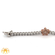 Load image into Gallery viewer, Gold and Diamond Three Stars Tennis Bracelet with Round and Baguette diamonds