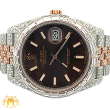 Load image into Gallery viewer, 41mm Iced out Rolex Watch with Two-Tone Jubilee Bracelet (chocolate dial)
