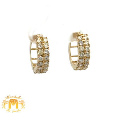 14k yellow gold and diamond Hoop Earrings