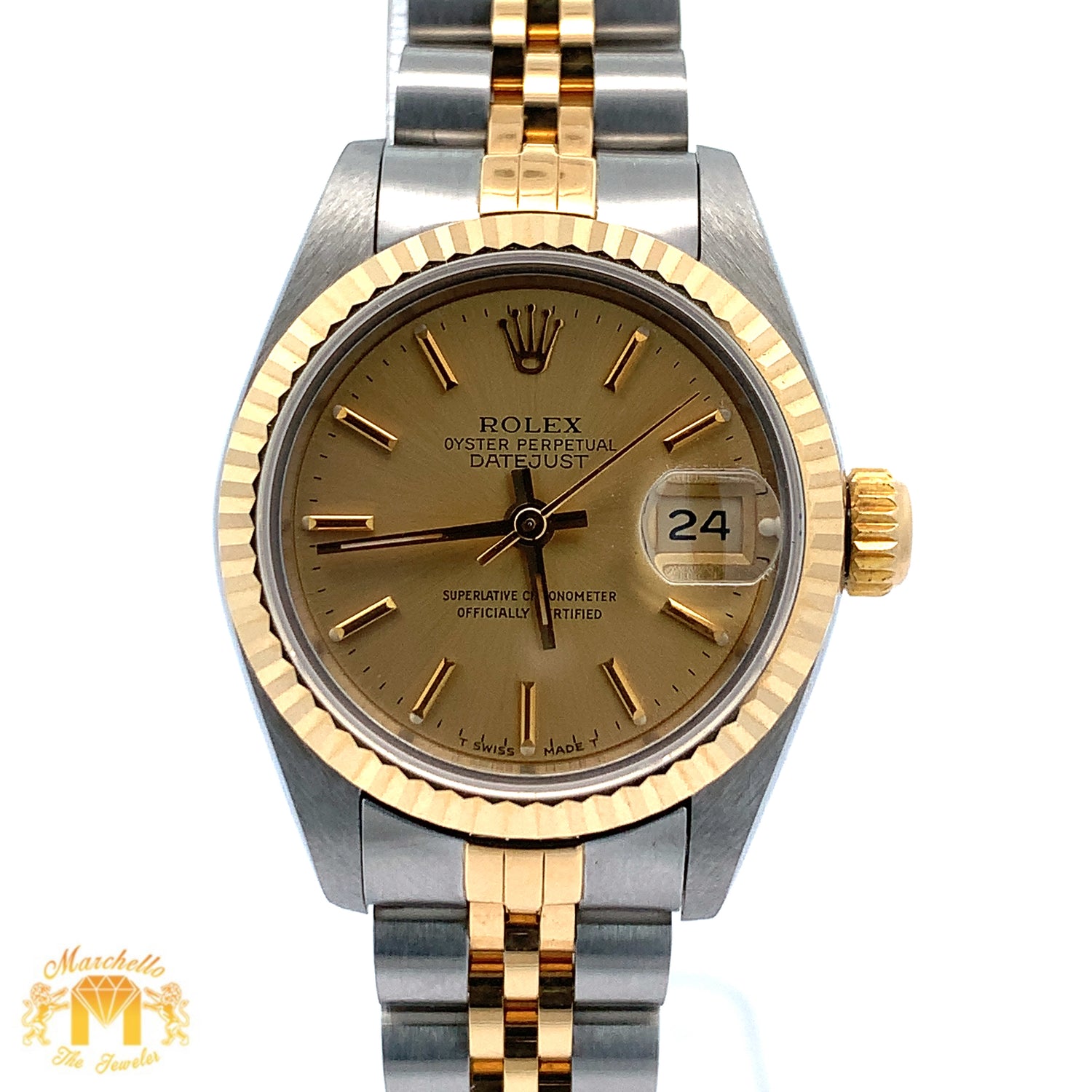 Factory 26mm Ladies`Rolex Watch with Two Tone Jubilee Bracelet (Rolex papers)