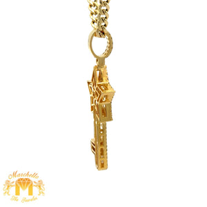 Gold and Diamond Star Key Pendant and Gold Cuban Link Chain (choose your color)