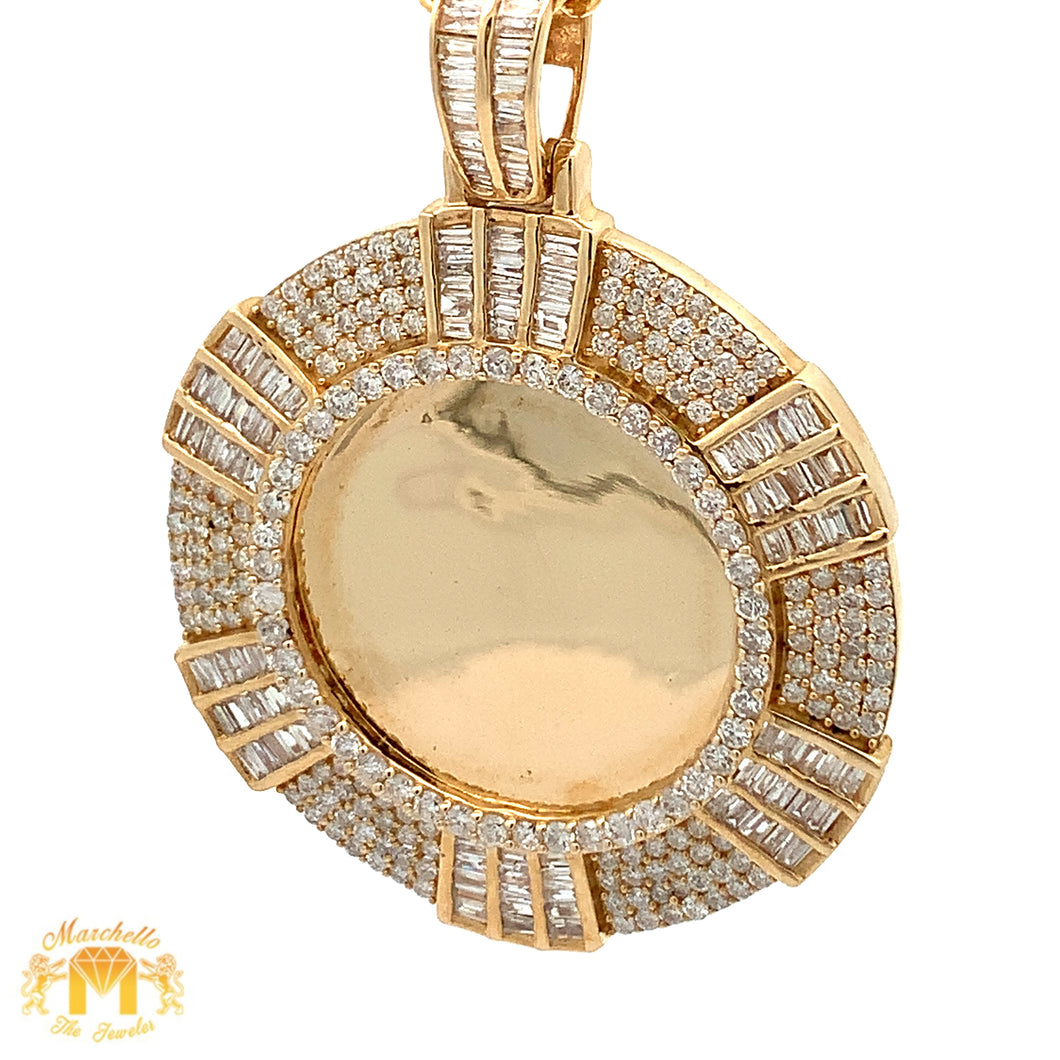 3.50ct Diamonds 14k Yellow Gold Memory Pendant with Baguettes and Round Diamonds