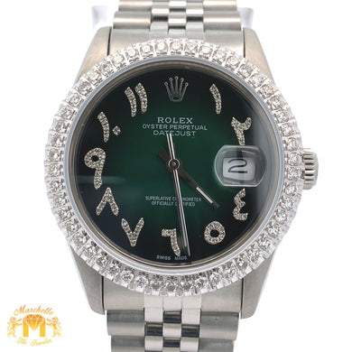 36mm Rolex Diamond Watch with Stainless Steel Jubilee Bracelet