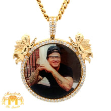 Load image into Gallery viewer, 14k Yellow Gold and Diamond Picture Pendant and Yellow Gold Cuban Link Chain Set