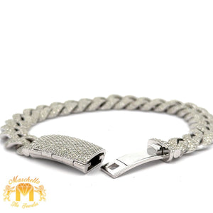 11.70ct diamonds 14k White Gold Miami Cuban Bracelet with Round Diamonds