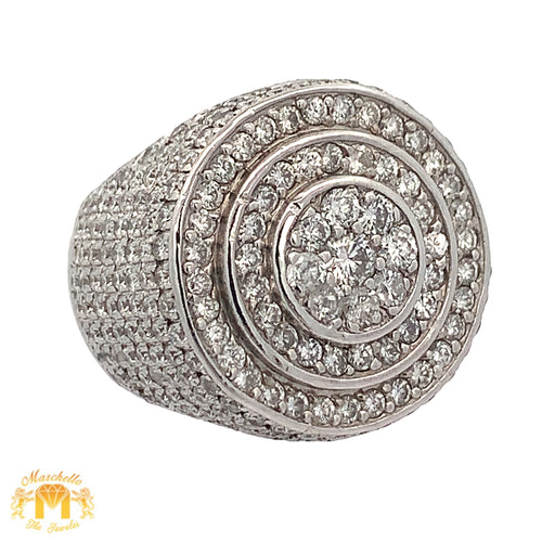 3.50ct Diamonds 14k White Gold Round Men`s Ring with Round Diamonds