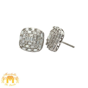 White gold and Diamond Earrings with Baguettes