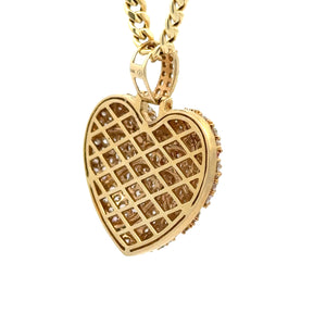 14k Yellow Gold and Diamond Broken Heart with Round Diamonds and Yellow Gold Cuban Link Chain Set