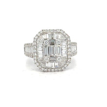 Load image into Gallery viewer, 18k white gold and diamond Fancy Ring with Baguette and Round Diamonds