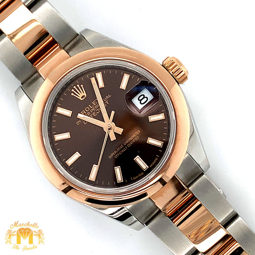 Rolex Datejust Watch with Two-tone Rose Gold Oyster Bracelet