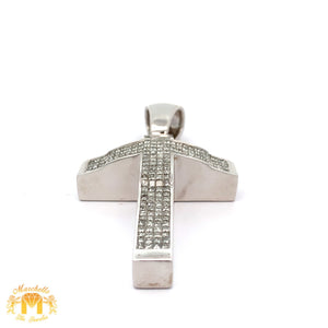 9ct Diamonds 14k White Gold Cross Pendant with Princess Cut Diamonds