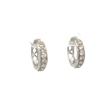 Load image into Gallery viewer, 14k white gold and diamond Hoop Earrings with Round Diamonds