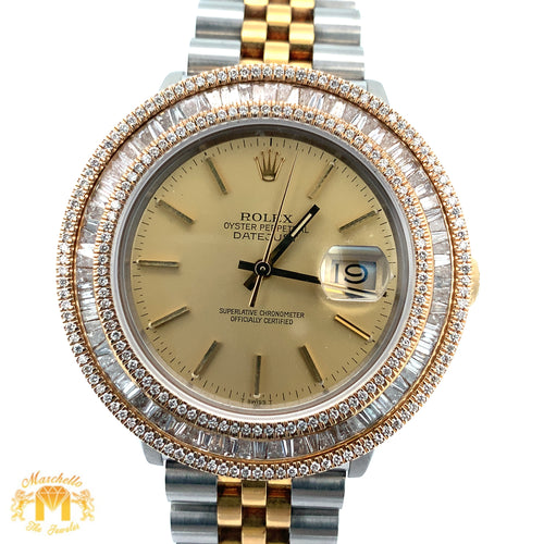 5ct Diamond 36mm Rolex Watch with Two-tone Jubilee Bracelet ( large custom diamond bezel )