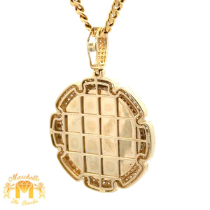 14k Yellow Gold and Diamond Picture Pendant  and Cuban Link Chain Set