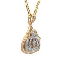 Load image into Gallery viewer, 14k two-tone gold: yellow and white gold Allah pendant and Yellow Gold Cuban Chain