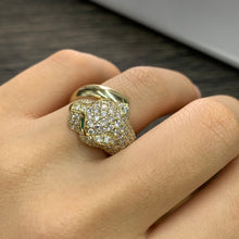 Load image into Gallery viewer, 14k Yellow Gold and Diamond Fancy Panther Ring (solid)