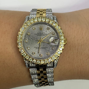 31mm Rolex Diamond Watch with Two-Tone Jubilee Bracelet (factory diamond dial, custom diamond bezel)