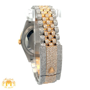 Iced out 42mm Rolex Sky-Dweller Watch with Two-Tone Jubilee Bracelet