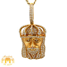 Load image into Gallery viewer, 4.50ct Diamonds 14k Yellow Gold Jesus Head Pendant and Yellow Gold Cuban Link Chain