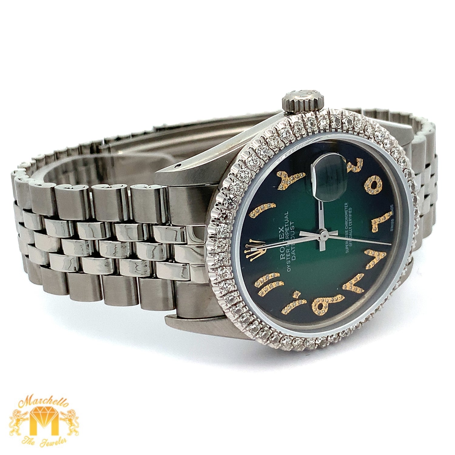 36mm Rolex Diamond Watch with Stainless Steel Jubilee Bracelet